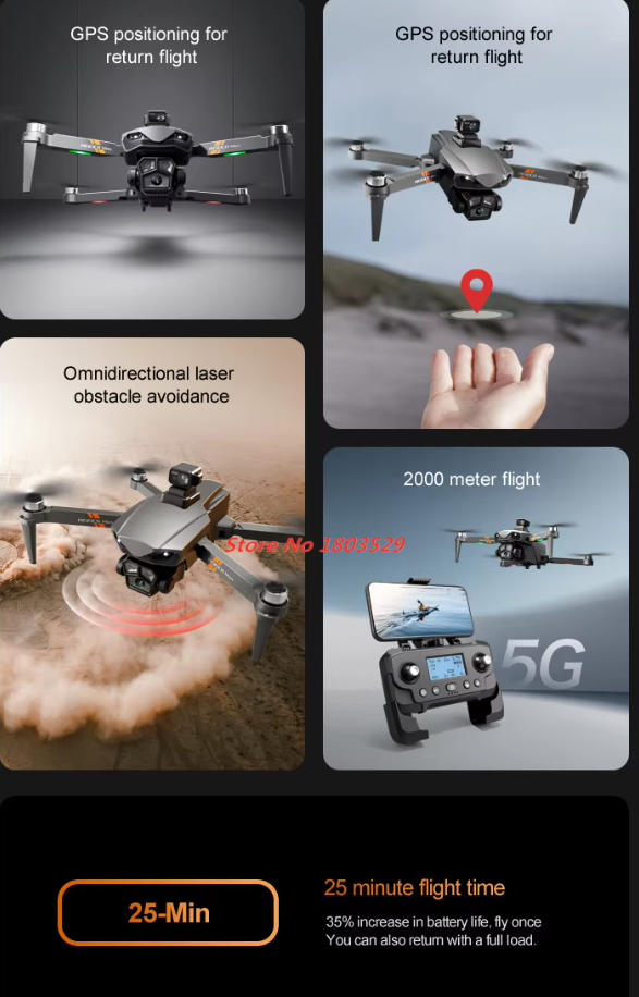 Drone Camera Professional - Drone GPS Tanpa Sikat dengan Kamera